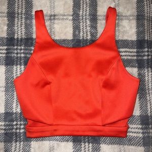 Coral colored cutout crop top
